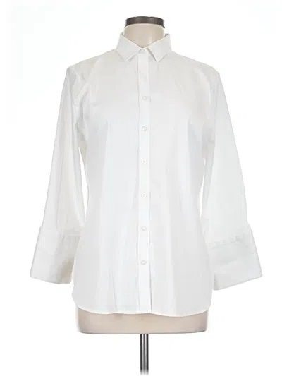 Pre-owned Chico's 3/4 Sleeve Button Down Shirt In White