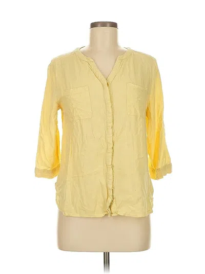 Pre-owned Chico's 3/4 Sleeve Button Down Shirt In Yellow