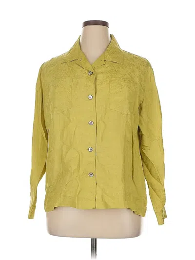 Pre-owned Chico's 3/4 Sleeve Button Down Shirt In Yellow