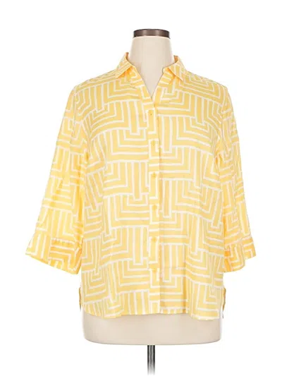 Pre-owned Chico's 3/4 Sleeve Button Down Shirt In Yellow