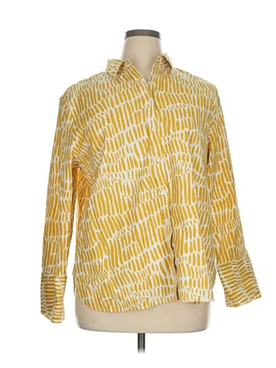 Pre-owned Chico's 3/4 Sleeve Button Down Shirt In Yellow