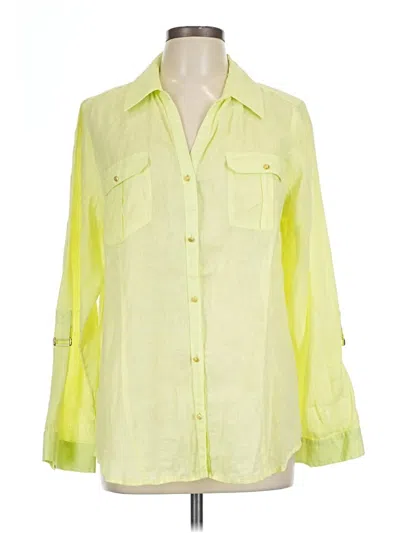 Pre-owned Chico's 3/4 Sleeve Button Down Shirt In Yellow