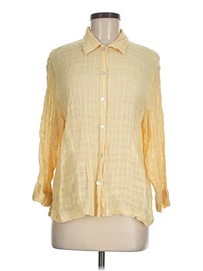 Pre-owned Chico's 3/4 Sleeve Button Down Shirt In Yellow