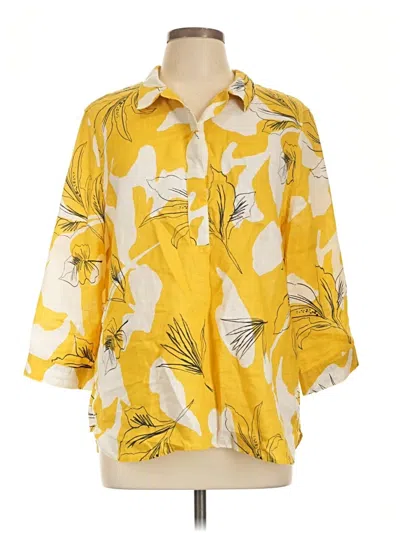Pre-owned Chico's 3/4 Sleeve Button Down Shirt In Yellow