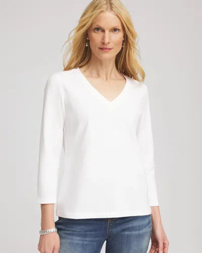 Chico's 3/4 Sleeve Perfect Tee In White