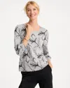 Chico's 3/4 Sleeve Pullover In Salt/pepper In Salt/pepper