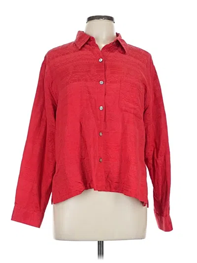 Pre-owned Chico's 3/4 Sleeve Silk Top Red Square Neckline Tops
