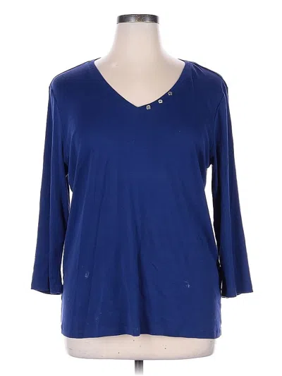 Pre-owned Chico's 3/4 Sleeve T-shirt In Blue