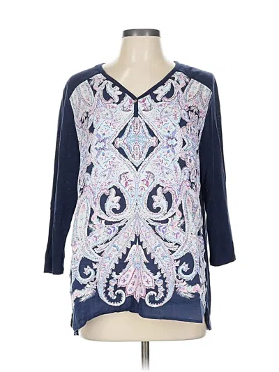 Pre-owned Chico's 3/4 Sleeve T-shirt In Blue