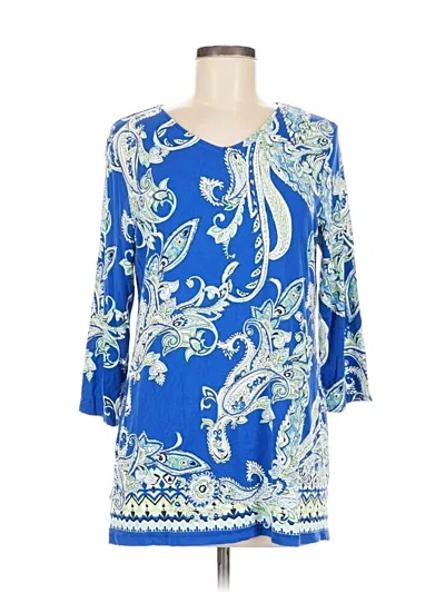 Pre-owned Chico's 3/4 Sleeve T-shirt In Blue