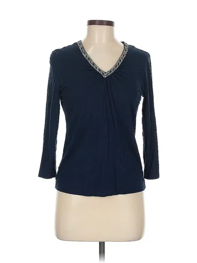 Pre-owned Chico's 3/4 Sleeve T-shirt In Blue