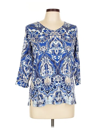 Pre-owned Chico's 3/4 Sleeve T-shirt In Blue