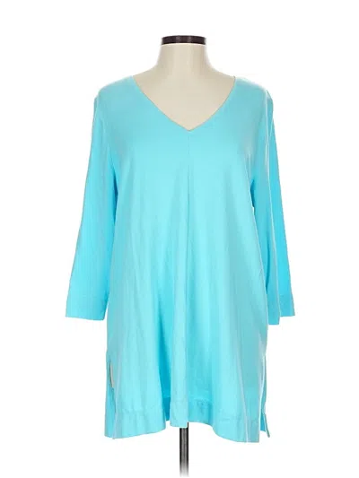 Pre-owned Chico's 3/4 Sleeve T-shirt In Blue