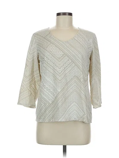 Pre-owned Chico's 3/4 Sleeve T-shirt In Brown