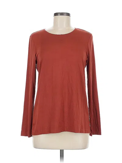 Pre-owned Chico's 3/4 Sleeve T-shirt In Brown
