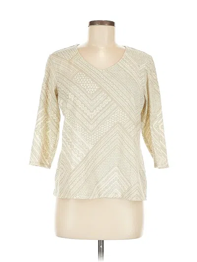 Pre-owned Chico's 3/4 Sleeve T-shirt In Brown