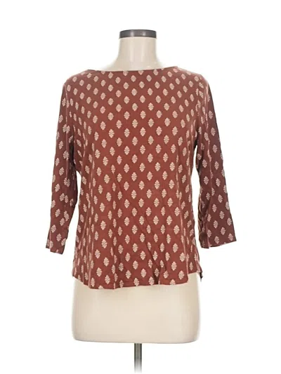 Pre-owned Chico's 3/4 Sleeve T-shirt In Brown