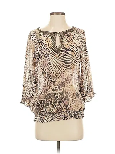 Pre-owned Chico's 3/4 Sleeve T-shirt In Brown