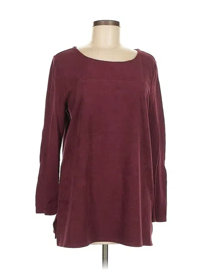 Pre-owned Chico's 3/4 Sleeve T-shirt In Burgundy