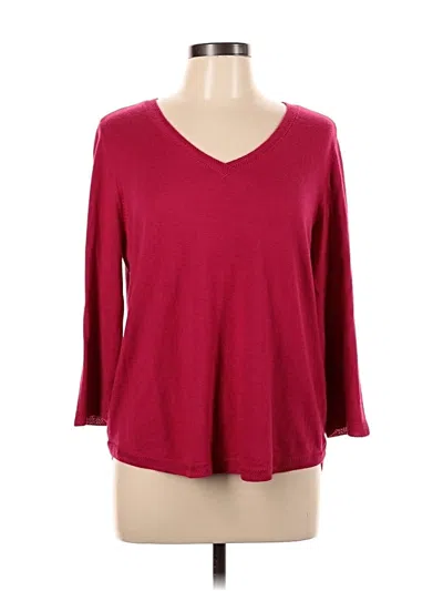 Pre-owned Chico's 3/4 Sleeve T-shirt In Burgundy