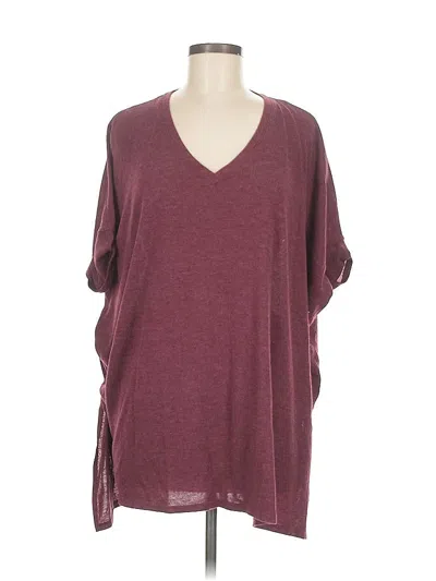 Pre-owned Chico's 3/4 Sleeve T-shirt In Burgundy