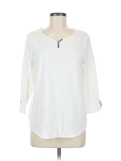 Pre-owned Chico's 3/4 Sleeve T-shirt In White