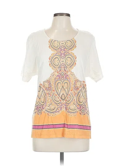 Pre-owned Chico's 3/4 Sleeve T-shirt In White