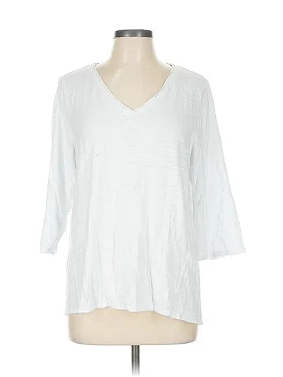 Pre-owned Chico's 3/4 Sleeve T-shirt In White