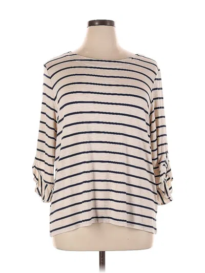 Pre-owned Chico's 3/4 Sleeve T-shirt In White