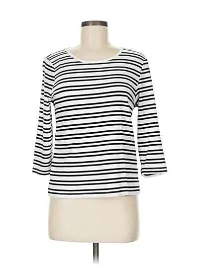 Pre-owned Chico's 3/4 Sleeve T-shirt In White