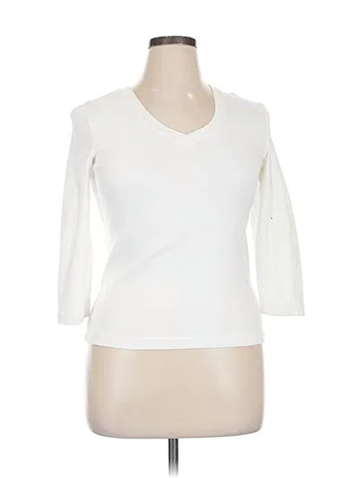 Pre-owned Chico's 3/4 Sleeve T-shirt In White