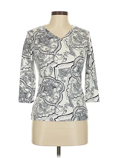 Pre-owned Chico's 3/4 Sleeve T-shirt In White