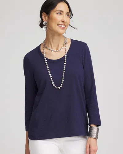 Chico's 3/4-sleeve Tee In Blue Size 20/22 |  In Passport Blue
