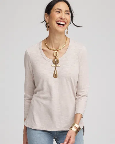Chico's 3/4-sleeve Tee In Neutral Size 12/14 |  In Smokey Taupe