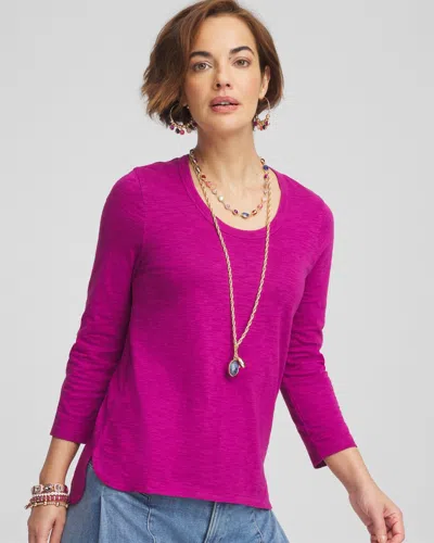 Chico's 3/4-sleeve Tee In Purple Size 16/18 |  In Purple Clover