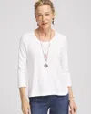 Chico's 3/4-sleeve Tee In White Size 20/22 |  In Alabaster