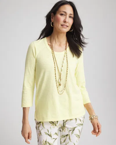Chico's 3/4-sleeve Tee In Yellow Size 20/22 |  In Bright Yellow