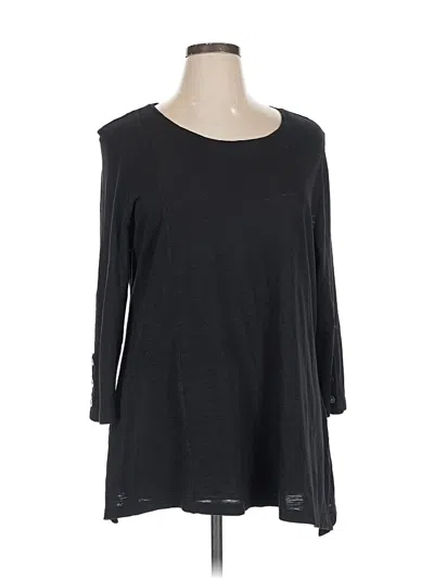 Pre-owned Chico's 3/4 Sleeve Top Black Boatneck Tops