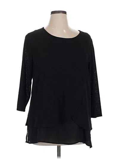 Pre-owned Chico's 3/4 Sleeve Top Black Boatneck Tops