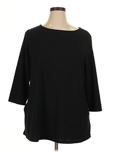 Pre-owned Chico's 3/4 Sleeve Top Black Boatneck Tops