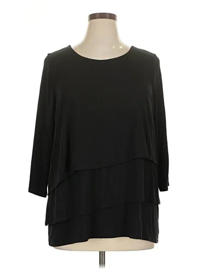 Pre-owned Chico's 3/4 Sleeve Top Black Boatneck Tops