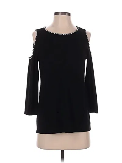 Pre-owned Chico's 3/4 Sleeve Top Black Cold Shoulder Neckline Tops