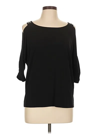 Pre-owned Chico's 3/4 Sleeve Top Black Cold Shoulder Neckline Tops