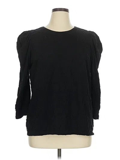 Pre-owned Chico's 3/4 Sleeve Top Black Crew Neck Tops