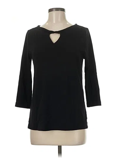 Pre-owned Chico's 3/4 Sleeve Top Black Keyhole Neckline Tops