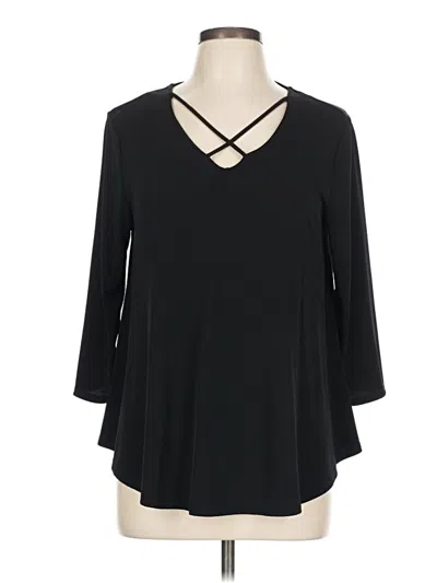 Pre-owned Chico's 3/4 Sleeve Top Black Keyhole Neckline Tops
