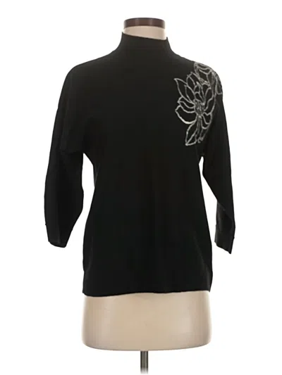 Chico's 3/4 Sleeve Top Black Mock Neckline Tops