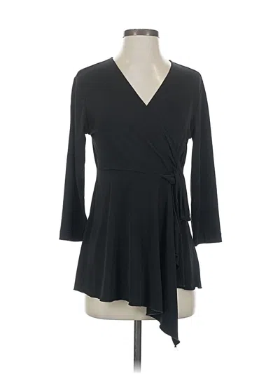 Pre-owned Chico's 3/4 Sleeve Top Black Plunge Neckline Tops