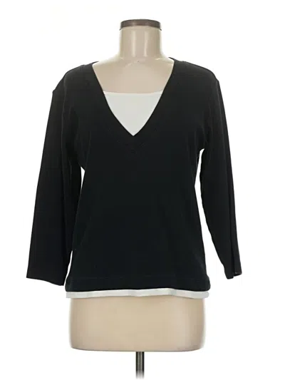 Pre-owned Chico's 3/4 Sleeve Top Black V Neck Tops