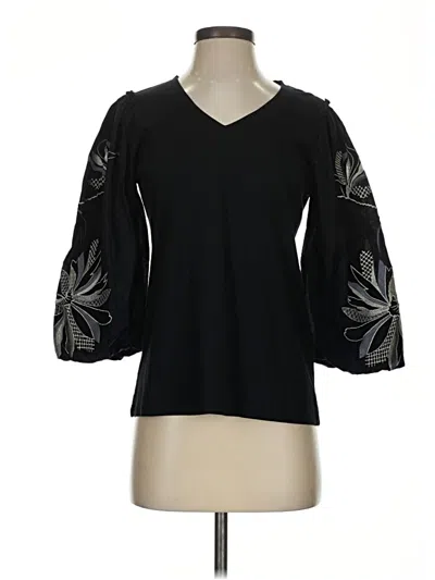 Chico's 3/4 Sleeve Top Black V-neck Tops